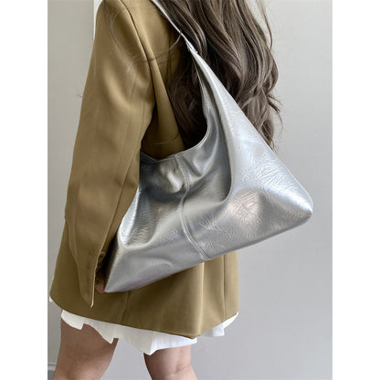 Ielgy Ladies Large Capacity Portable Underarm Bag Commuter Soft Leather Shoulder Tote Bag