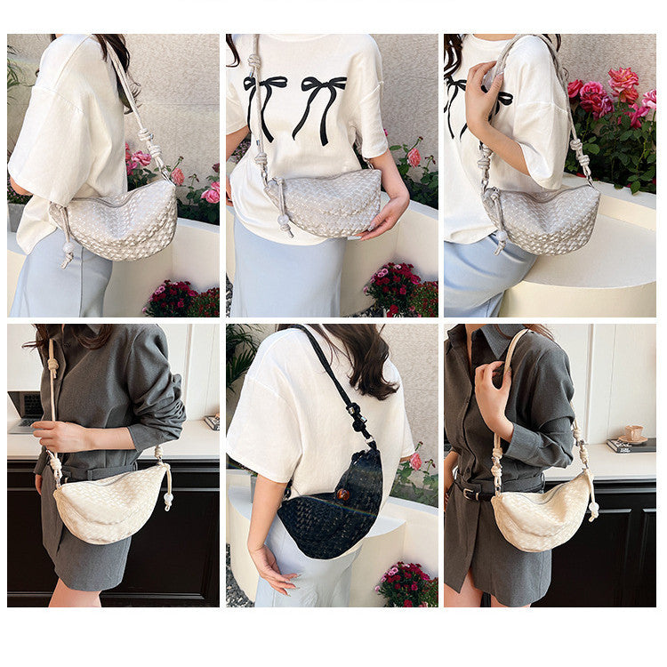 Ielgy Fashion Design Niche Summer Ladies Silver Cross-Body Dumpling Bag