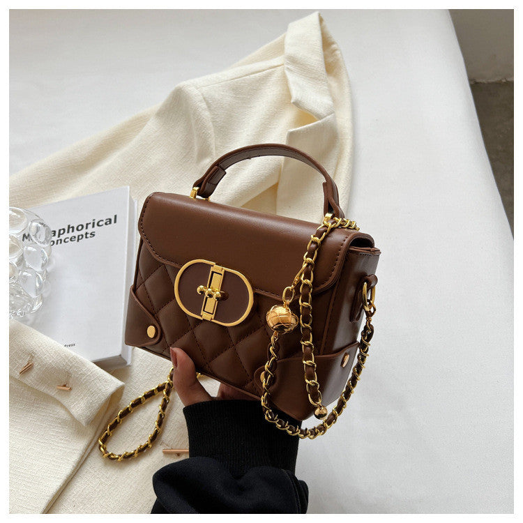 Ielgy Portable Box Bag Ladies Unique Texture Chain Shoulder Diagonal Bag