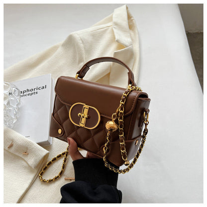 Ielgy Portable Box Bag Ladies Unique Texture Chain Shoulder Diagonal Bag