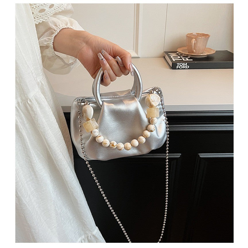 Ielgy Ladies Portable Pleated Bag Fashionable All-Match Diagonal Cloud Bag