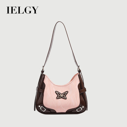 Ielgy Niche Retro Butterfly Contrast Color Motorcycle Underarm Bag American Sweet Cool Hot Girl Shoulder Messenger Bag