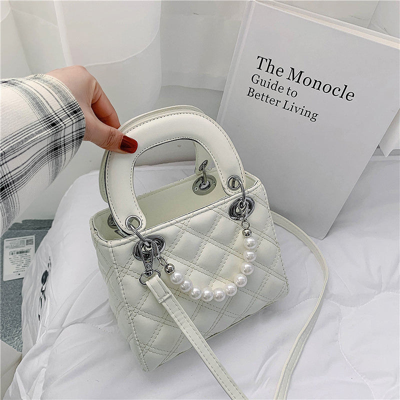 Ielgy Fashion Diamond Pearl Handbag All-Match One-Shoulder Cross-Body Diana Bag