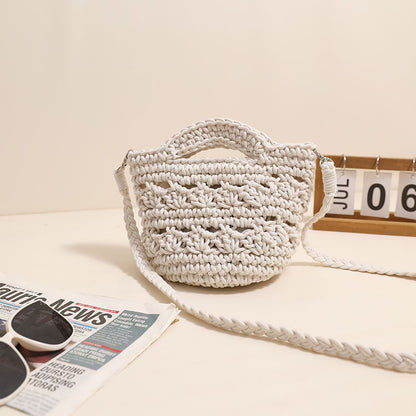 Ielgy Cross-Body Cotton Thread Woven Bag All-Match Hollow Straw Vacation Beach Bag Fresh