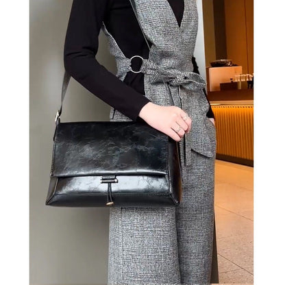 Ielgy Ladies Black Large Capacity Underarm Bag Shoulder Messenger Bag