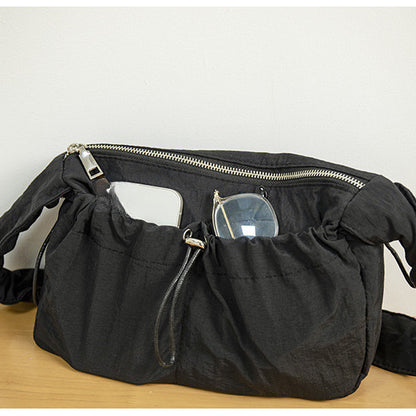 Ielgy Korean Version Fashionable Pleated Underarm Cloud Bag Classy One-Shoulder Nylon Commuter All-Match