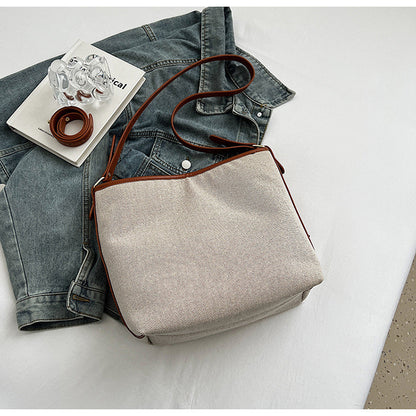 Ielgy Ladies Large-Capacity Canvas Casual All-Match Underarm Bag One-Shoulder Cross @-