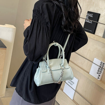Ielgy High-End Niche Design Silver Handbag Crossbody Fashion All-Match Handbag