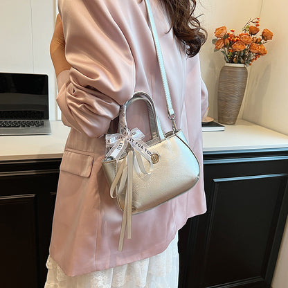 Ielgy High-End Texture All-Match Shoulder Messenger Bag Fashion Silver Portable Small Square Bag