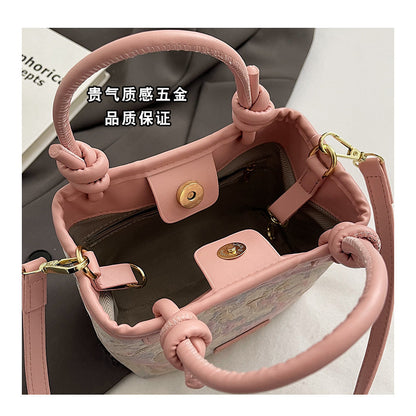 Ielgy New Chinese Style Hand-Carrying Bucket Bag Women's Temperament Hanfu Accessories Messenger Bag Chinese Style Embroidered Shoulder Bag