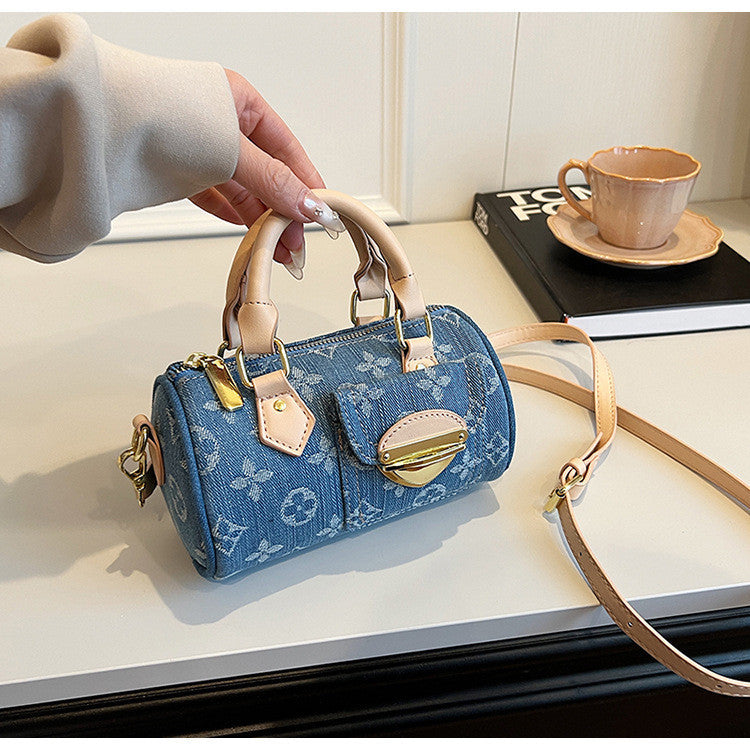 Ielgy Female Pillow Bag Woven Denim Handbag Niche Trendy Retro One-Shoulder Cross-Body