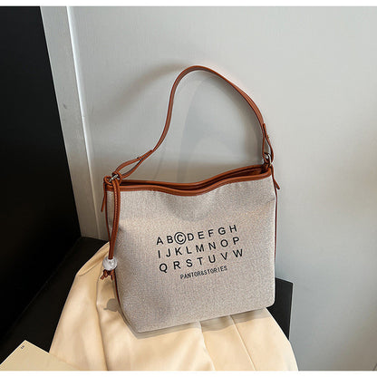 Ielgy Ladies Large-Capacity Canvas Casual All-Match Underarm Bag One-Shoulder Cross @-