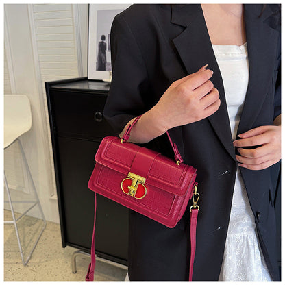 Ielgy High-End Texture Solid Color Portable Box Bag All-Match One-Shoulder Messenger Small