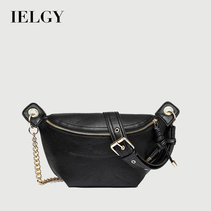 Ielgy Ladies Messenger Bag Retro PU Chest Bag Chain Clause Fashion