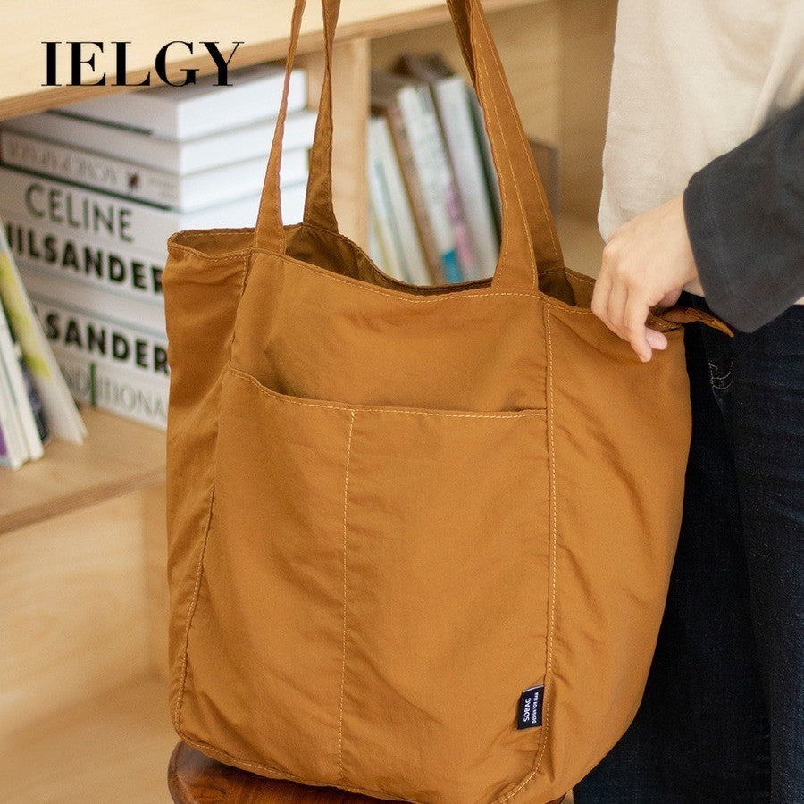 Ielgy Japanese Waterproof Nylon Casual Shoulder Bag Niche Design Feel Large Capacity Commuter Tote Large Bag