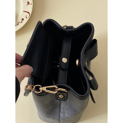 Ielgy Ladies High-End Retro Art Bucket Bag All-Match One-Shoulder Messenger Bag