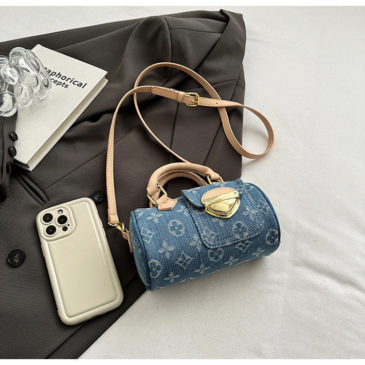 Ielgy Female Pillow Bag Woven Denim Handbag Niche Trendy Retro One-Shoulder Cross-Body