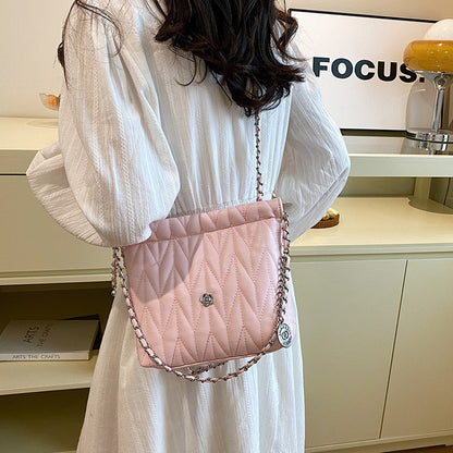 Ielgy Ladies Silver Simple Fashion Handbag Solid Color Child-Mother Bag High-Quality Trendy Classy Messenger Bag