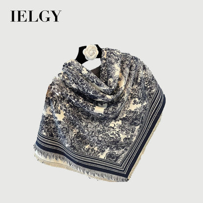 Ielgy Autumn Winter Animal Pattern Jacquard Large Square Scarf Imitation Cashmere Shawl All-Match Thickened
