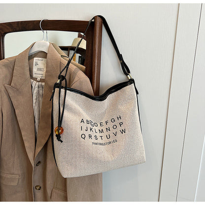 Ielgy Ladies Large-Capacity Canvas Casual All-Match Underarm Bag One-Shoulder Cross @-