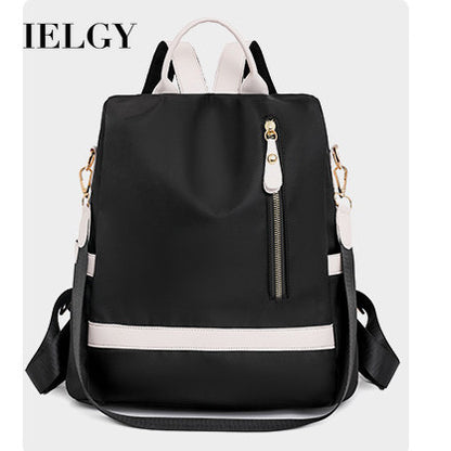 Ielgy Korean Version Trendy Backpack Large Capacity Travel Backpack Nylon Oxford Cloth Lightweight Student School Bag