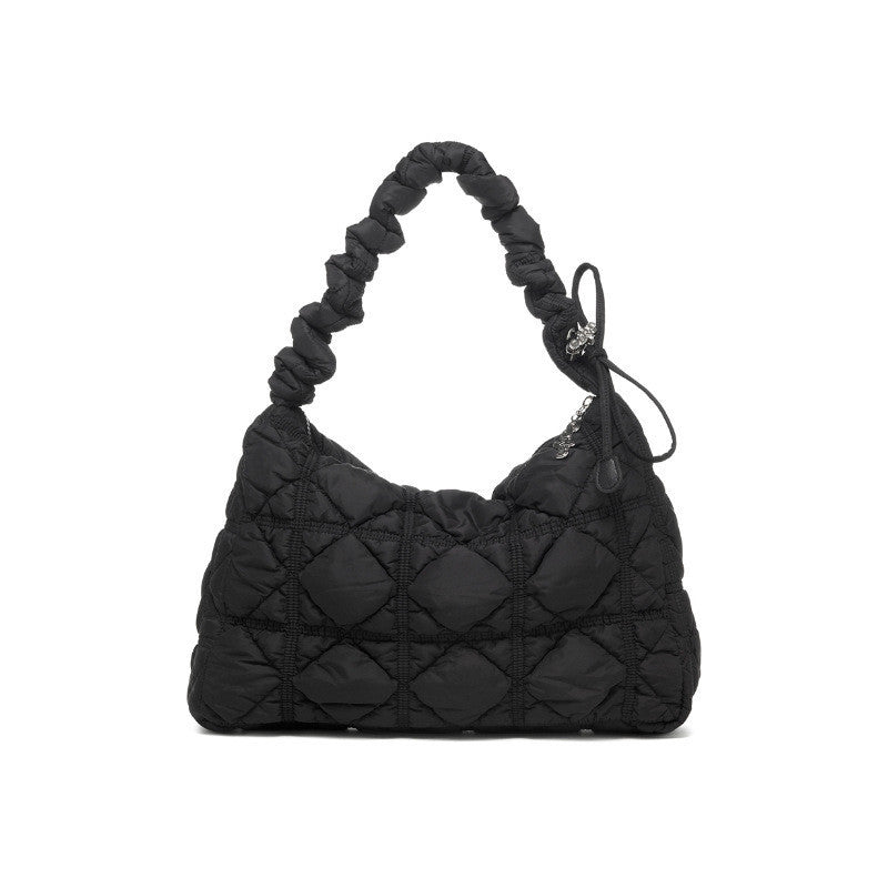 Ielgy Korean Version Stray Cloud Bag Puff Pleated Down Bag Shoulder Messenger Bag Portable Underarm Bag