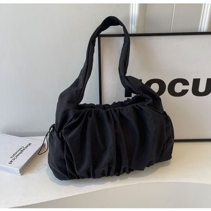 Ielgy Ladies White Pleated Bag Simple Fashion Commuter All-Match Cross-Body One-Shoulder Armpit Bag