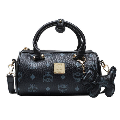Ielgy Boston Letter Cylindrical Handbag Shoulder Crossbody Bag