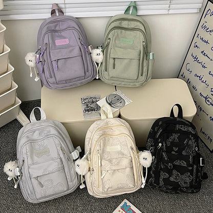 Ielgy Ladies Backpack Reflective Bear Casual Backpack College Student Travel Small Backpack