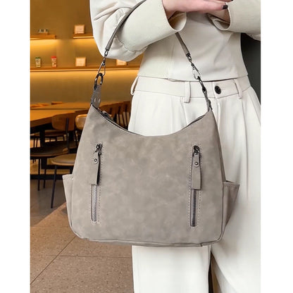 Ielgy Ladies Large-Capacity All-Match Retro Matte Cross-Body Texture One-Shoulder Commuter Tote Bag