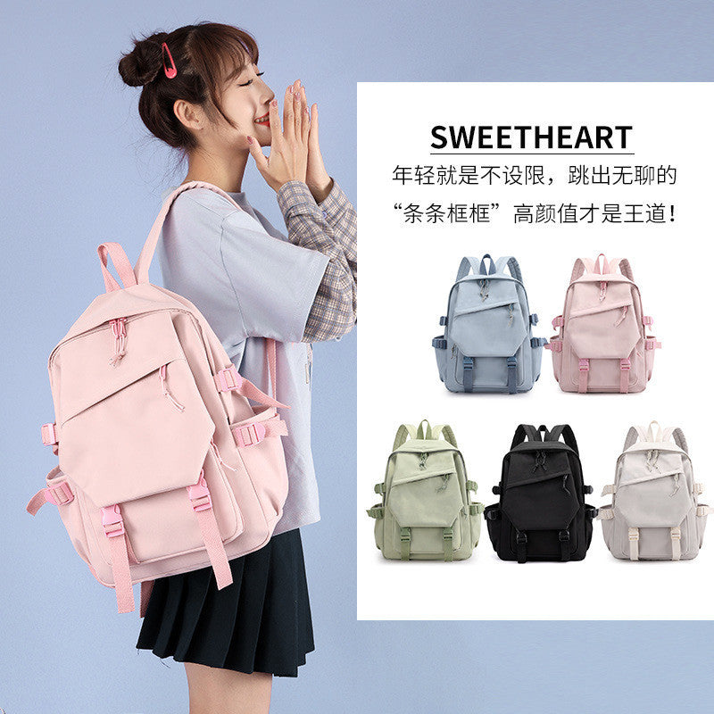 Ielgy Ladies Retro Graffiti Contrast Color Backpack Student Fresh Art Backpack