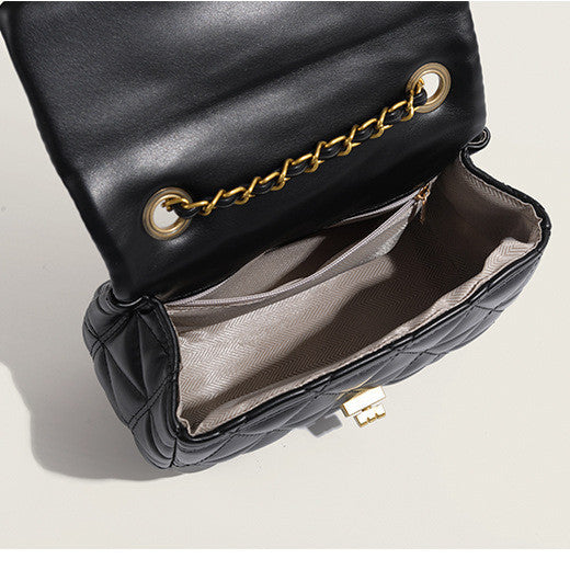 Ielgy Ladies White Messenger Bag All-Match Small Golden Ball Diamond Chain Small Square Bag