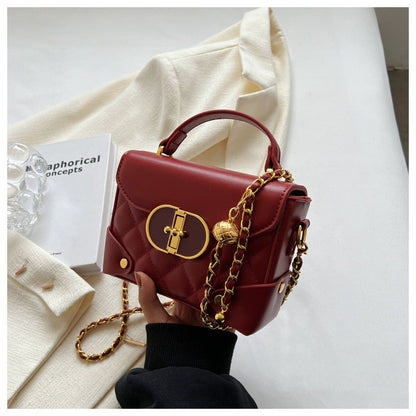 Ielgy Portable Box Bag Ladies Unique Texture Chain Shoulder Diagonal Bag