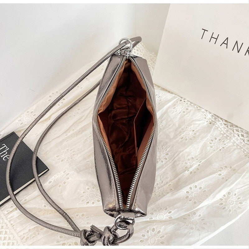 Ielgy Fashionable Trendy Silver Dumpling Bag Korean Version Simple Casual Large-Capacity One-Shoulder Female Bag