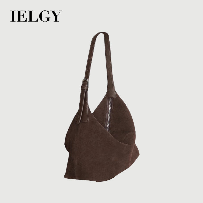 Ielgy Portable Suede Frosted Tote Bag Autumn Winter High-End Retro One-Shoulder Armpit Dumpling Bag