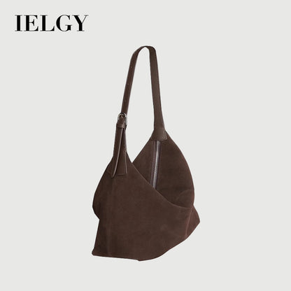 Ielgy Portable Suede Frosted Tote Bag Autumn Winter High-End Retro One-Shoulder Armpit Dumpling Bag
