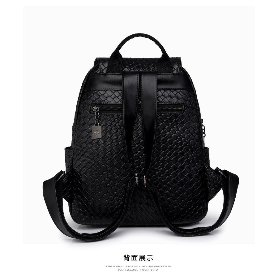 Ielgy Backpack Soft Leather Backpack Ladies Korean Version Fashion Student Simple Sense School Bag