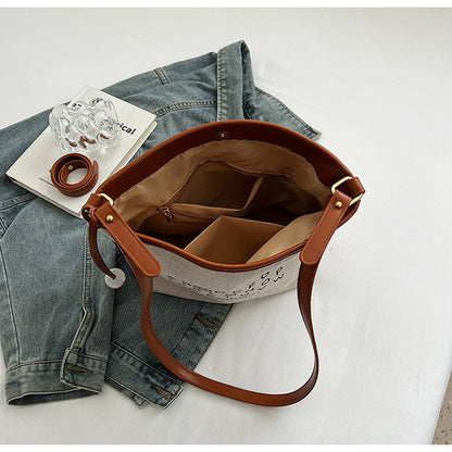 Ielgy Ladies Large-Capacity Canvas Casual All-Match Underarm Bag One-Shoulder Cross @-