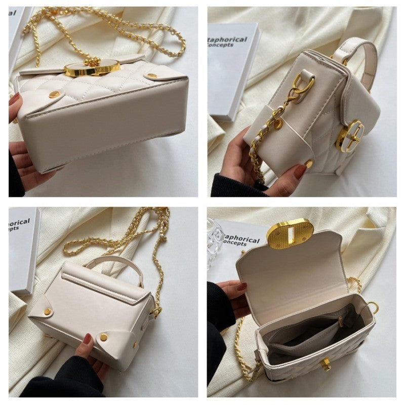 Ielgy Portable Box Bag Ladies Unique Texture Chain Shoulder Diagonal Bag