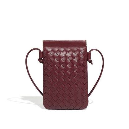 Ielgy Fashion Mini Mobile Phone Bag Hand-Woven Bag Simple Trendy All-Match Retro Small One-Shoulder Messenger Female Bag