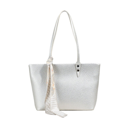 Ielgy Solid Color Large-Capacity Bucket Bag Tote Bag All-Match Commuter Shoulder Messen