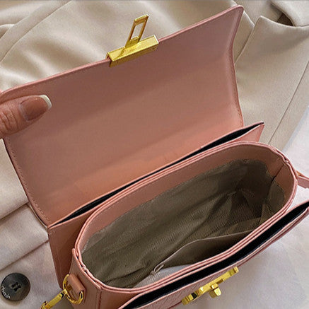 Ielgy High-End Texture Solid Color Portable Box Bag All-Match One-Shoulder Messenger Small