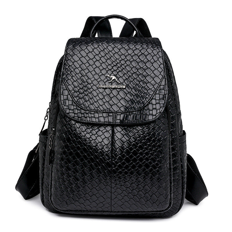 Ielgy Backpack Soft Leather Backpack Ladies Korean Version Fashion Student Simple Sense School Bag