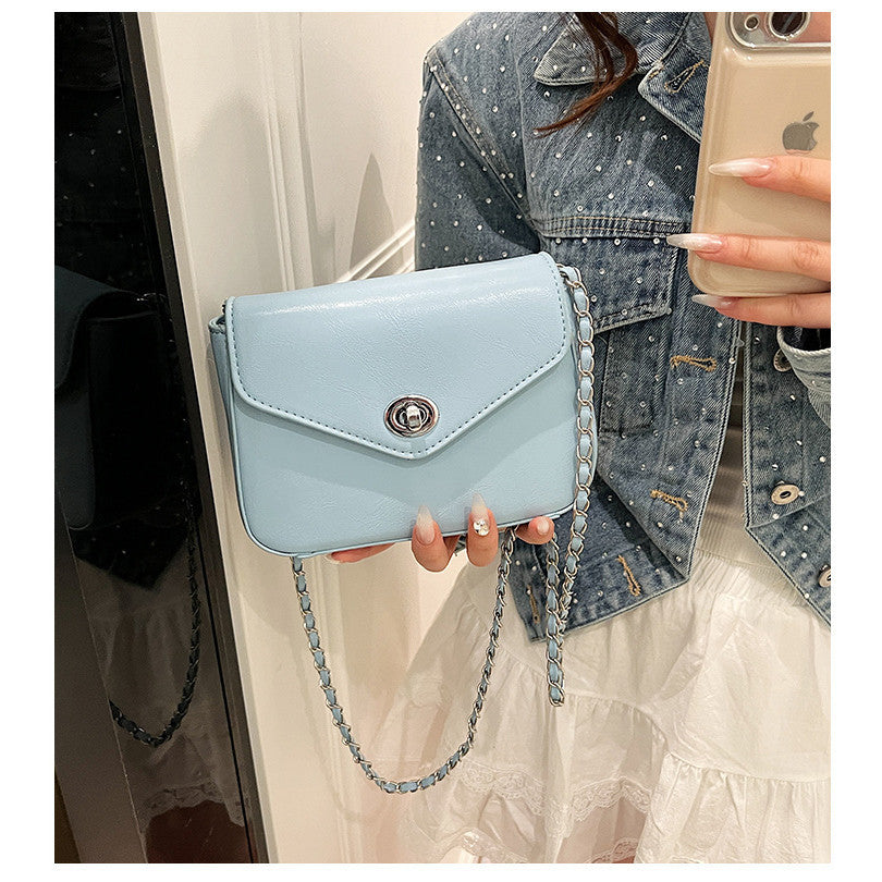 Ielgy Ladies Textured Chain Bag Fashionable All-Match High-End Exquisite Niche One-Shoulder Cross