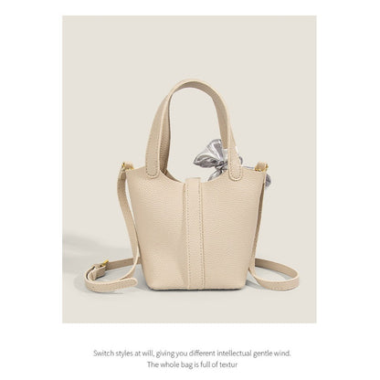 Ielgy Fashion Silk Scarf Portable Bucket Bag Texture All-Match One-Shoulder Cross @-