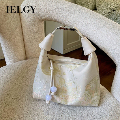 Ielgy Niche Embroidery New Chinese Style Bag Shoulder Crossbody Chinese Style Portable Dumpling Bag Can Be Crossbody