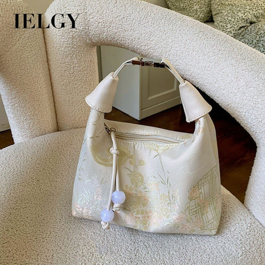 Ielgy Niche Embroidery New Chinese Style Bag Shoulder Crossbody Chinese Style Portable Dumpling Bag Can Be Crossbody