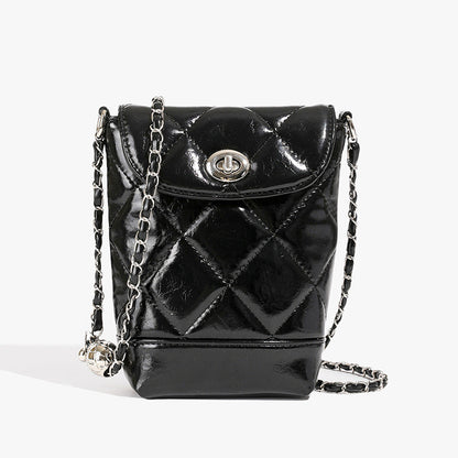 Ielgy Diamond Chain Silver Niche Design Fashion One-Shoulder Messenger Bag High-End Bucket Bag