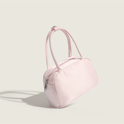 Ielgy Ladies Sweet Silk Satin Handbag Dopamine Pink Boston Handbag