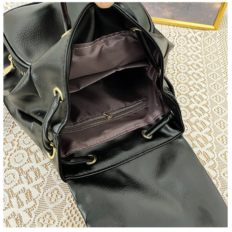 Ielgy Fashionable Backpack with Cover Simple Shoulder Large Capacity Trendy Travel Backpack
